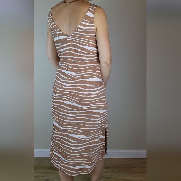 🩵NWT A New Day Tan & Cream Zebra Print Sleeveless Slip Dress Small - Picture 10 of 12